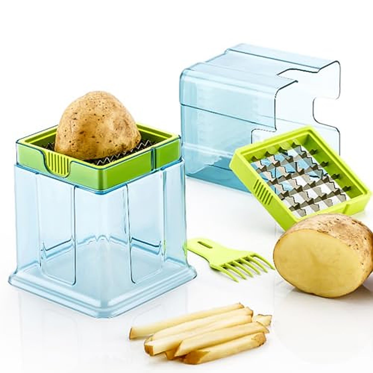 2-in-1 Potato Chipper & Slicer – French Fries Maker with Two-Blade Cutter (1 Pc) 2-in-1 Potato Chipper & Slicer – French Fries Maker with Two-Blade Cutter (1 Pc)